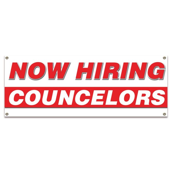 Signmission Now Hiring Counselors Banner Apply Inside Accepting Application Single Sided B-30223 - main